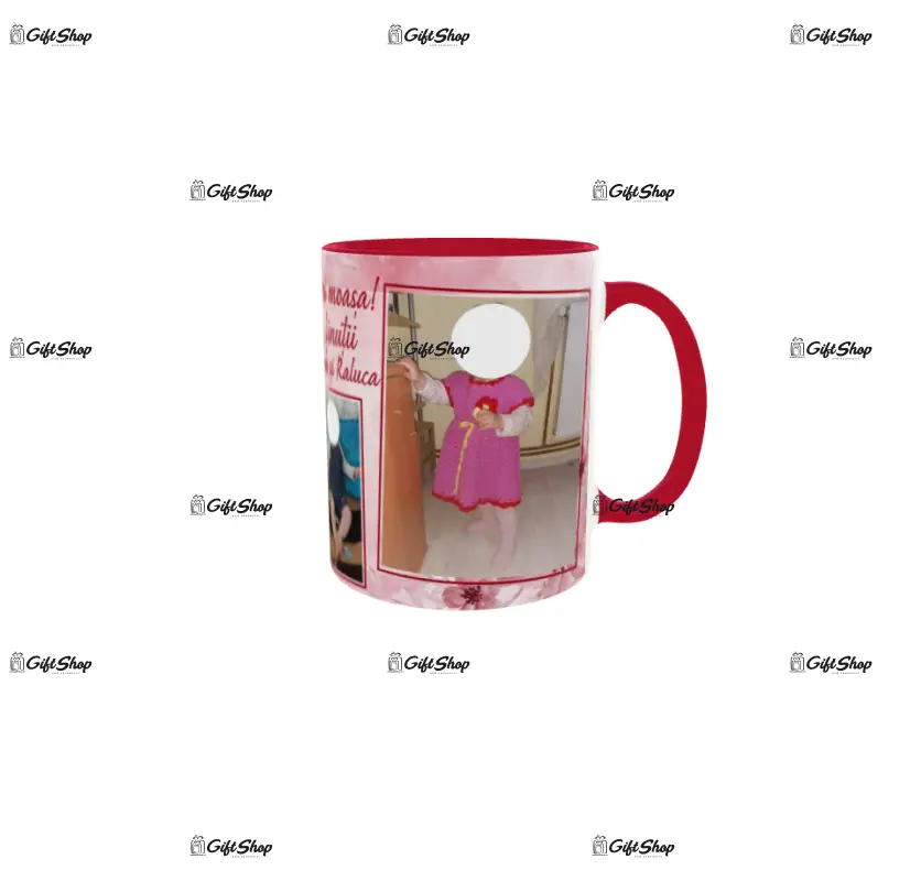 La multi ani moasa, cu drag finutii, cana personalizata cu 3 poze si text, 330ml, model 3362